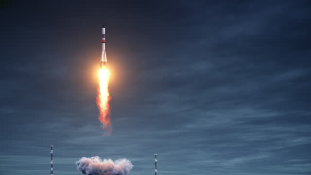 Cargo carrier rocket launch from the cosmodrome