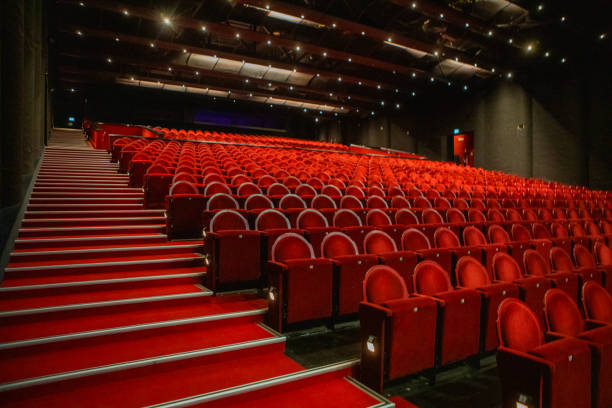 Empty cinema theatre seats stock photo