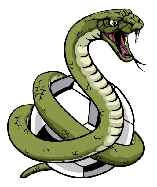 Vector illustration of Snake Soccer Football Ball Animal Team Mascot