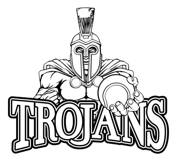 Vector illustration of Spartan Trojan Tennis Sports Mascot