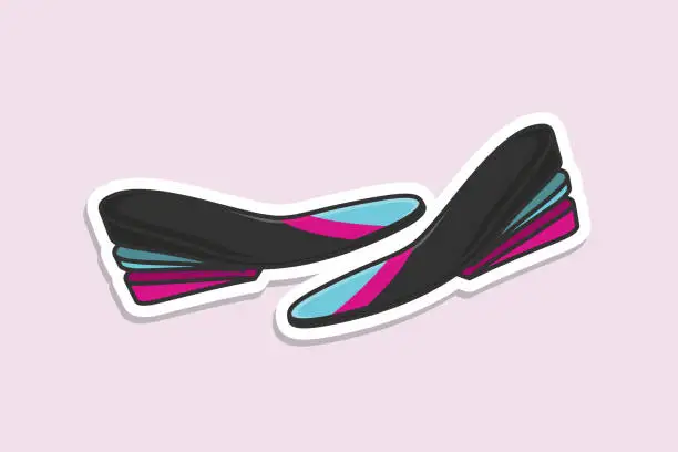 Vector illustration of Comfortable High Shoes Arch Support Insoles Sticker vector illustration. Fashion object icon concept. Two-layered shoe arch support insole sticker design icon with shadow.