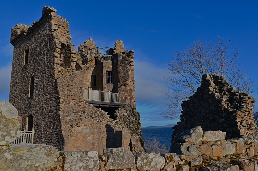 Ruin of Ardvreck Castle at Loch Assynt, Scotland
