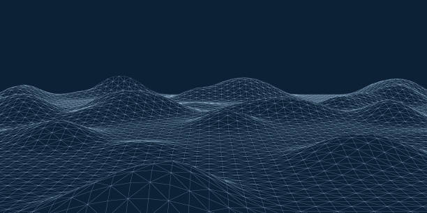 istock Abstract polygonal  background. 3d landscape wireframe. Futuristic sci-fi  style. Banner, poster, cover for technology style. Vector illustration. 1977358573