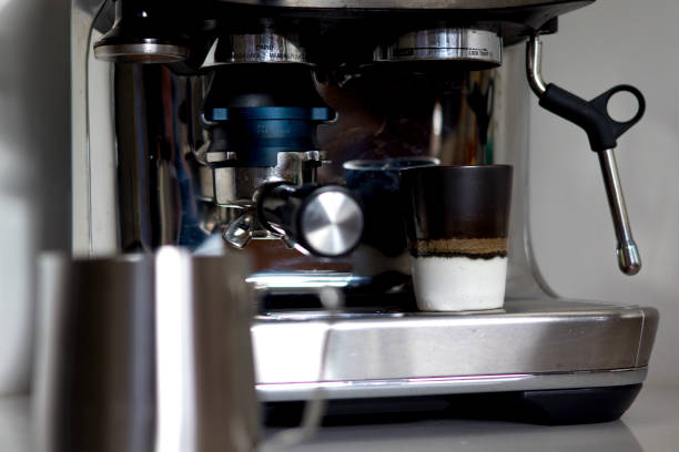 istock Coffee machine with milk foamer and porta filter. 1977429633