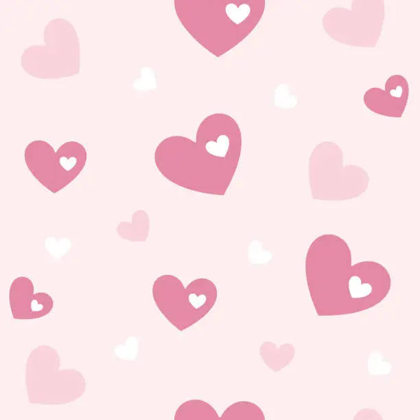 Vector illustration of Seamless pattern of hearts. Background, packaging, postcard. Valentine's Day. Pink pastel background with hearts, vector design.