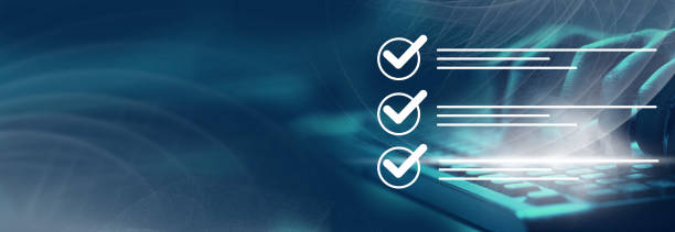istock Survey form, check marks on checklist, document control, filling online form and answering questions, business project concept. 1977487761