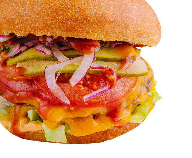 istock juicy homemade hamburger with beef burger on white isolated 1977504592