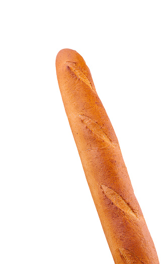 Crusty french baguette isolated on the white background