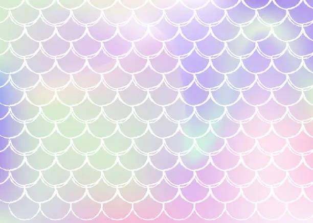 Vector illustration of Gradient scale background with holographic mermaid.