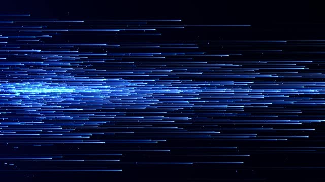 Abstract digital background with glowing neon particle lines. movement of a stream of luminous bright lines. Digital technology, social media connections, fast internet connection. Seamless loop