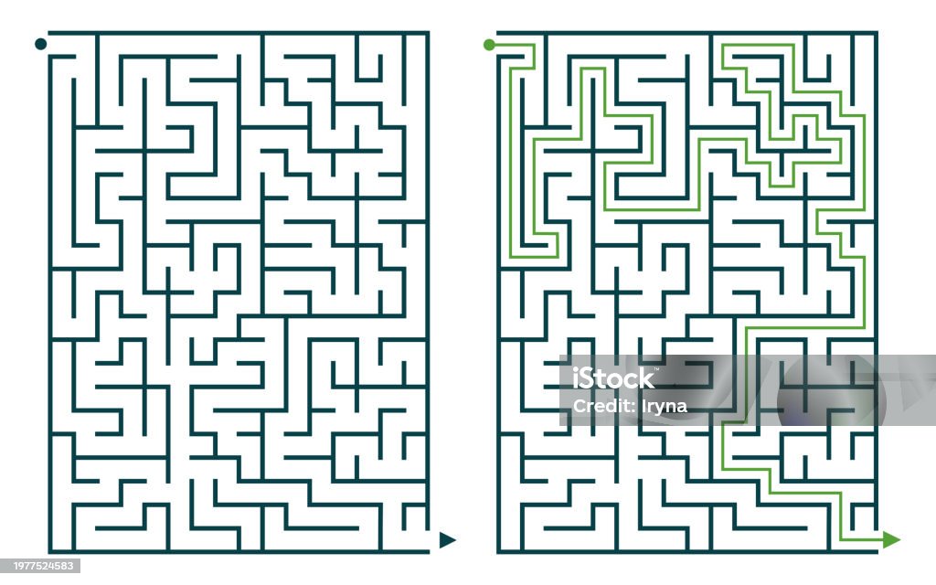 Rectangular Maze With A Solution Medium Difficulty Brain Teaser For ...