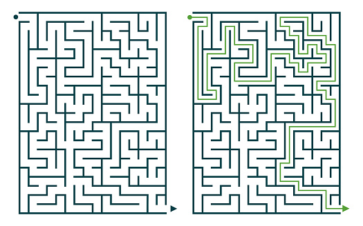 Rectangular Maze With A Solution Medium Difficulty Brain Teaser For ...