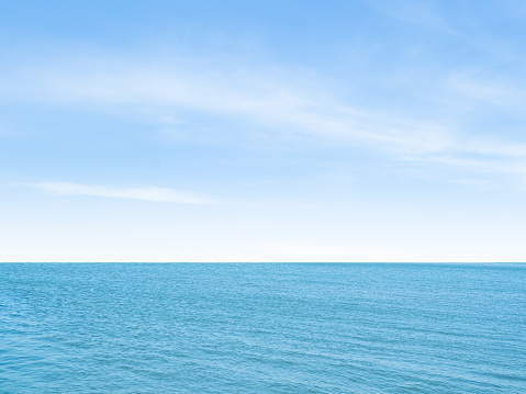 A wide angle panorama of a vast blue ocean.Made from several 1Ds MkIII images stitched together.