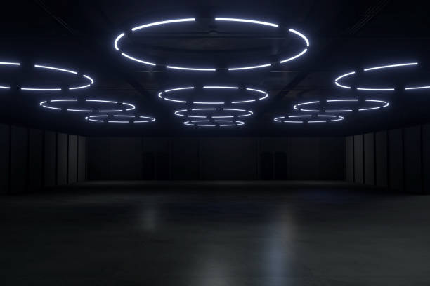 istock Empty hall exhibition centre.The backdrop for exhibition stands, booth,market,trade show.Conversation for activity,meeting.Arena for entertainment,event,sports.Indoor for Factory,showroom.3d render. 1977589441