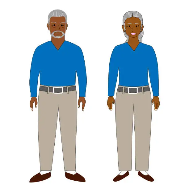 Vector illustration of Elder black people.