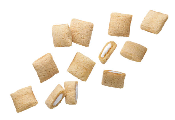 istock Set of cereal pillows with stuffing flying on a white background. Isolated 1977630354