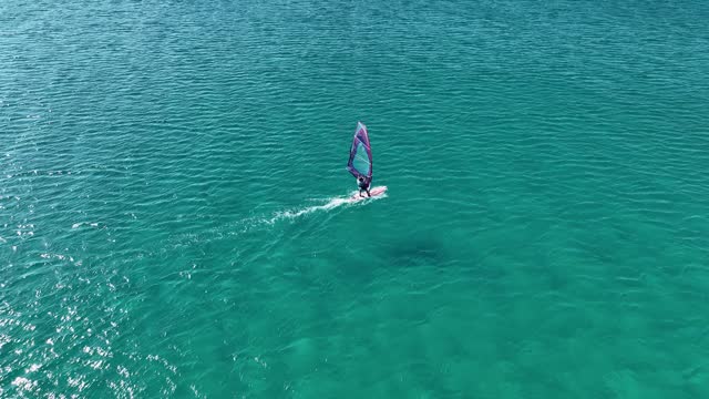 Wind surfing on the sea