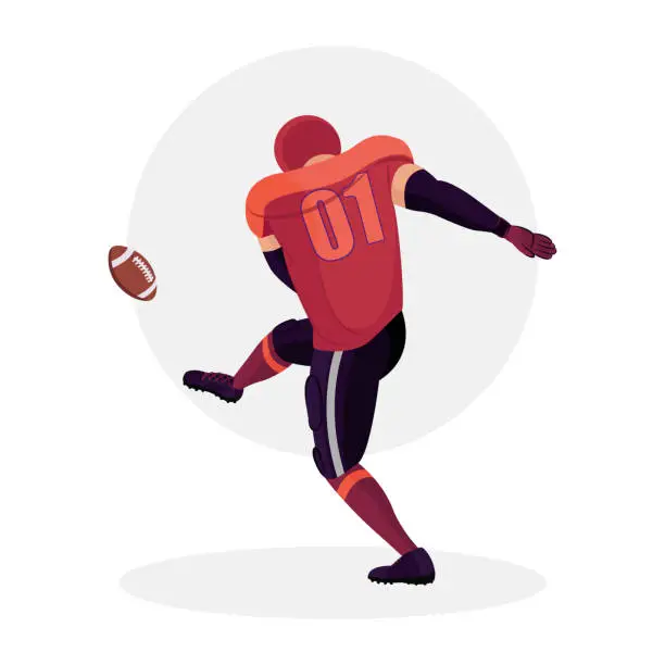 Vector illustration of Illustration of an American football player. Football player. American football. Guy playing football.