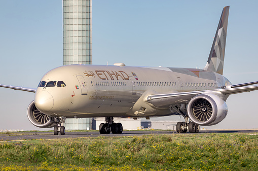 Etihad Boeing 787-10  A6-BMG taxiing at Paris Charles de Gaulle airport