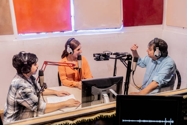 istock Presenters talking on a radio show 1977678923