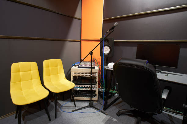 istock Interior of a recording studio, vocal training class and rehearsal space 1977679508