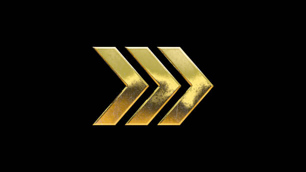 istock Arrow gold sign icon isolated on black background cut out 1977681117