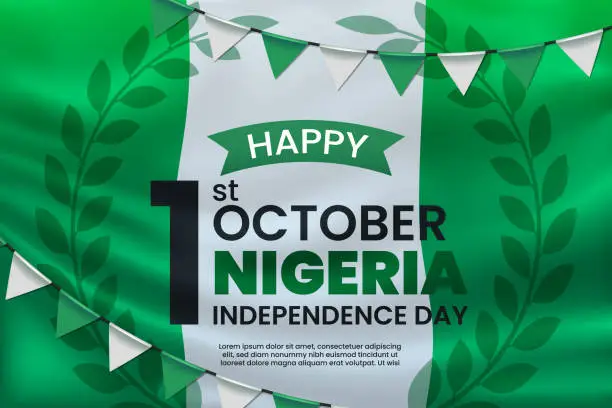 Vector illustration of Happy Independence Day of Nigeria with Waving Flag Background