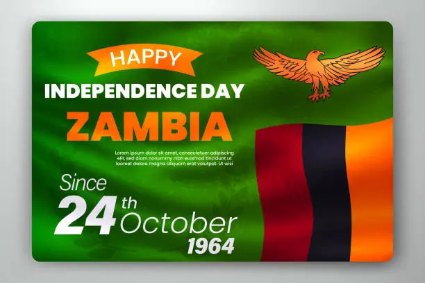 Vector illustration of Happy Independence Day of Zambia with Waving Flag Background
