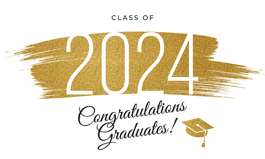 Congratulations graduates 2024 class for Typography greeting, invitation card, web banner, congratulation, event, T-shirt, party. Stock illustration