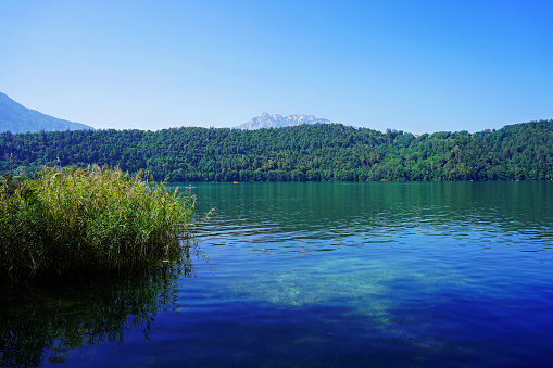 The beautiful Levico lake in Trentino Alto Adige (Italy).