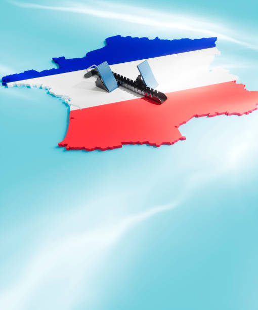 Running starting blocks on a French flag