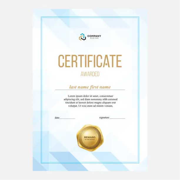 Vector illustration of Modern certificate design, diploma template. Creative geometric background