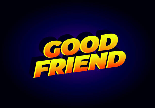 illustrations, cliparts, dessins animés et icônes de good friend. text effect in 3d look with gradient purple yellow color - backgrounds black black background gradient