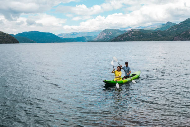 istock Couple kayaking on river in a Patagonia, Argentina 1977742084