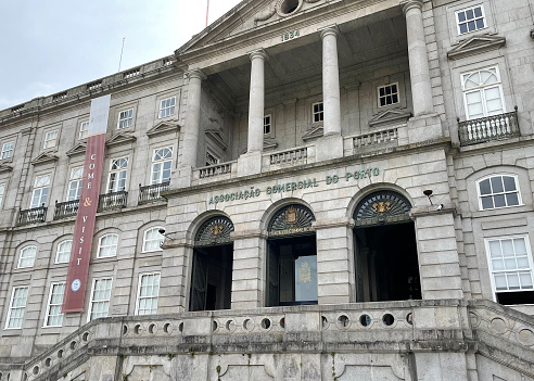Facade of the Porto Commercial Association, historic building in the city\n\nPorto, Portugal\nMay 2023