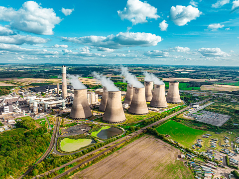 Drone view of Ratcliffe on Soar Power Station in Nottinghamshire