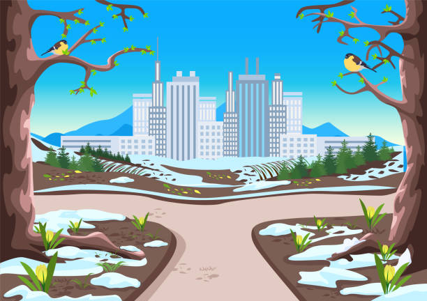 illustrations, cliparts, dessins animés et icônes de spring in the city park - travel nature rural scene outdoors