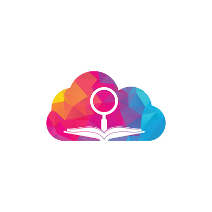 Book Search cloud shape concept Logo Template Design Vector.