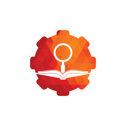 Book Search drop shape concept Logo Template Design Vector.