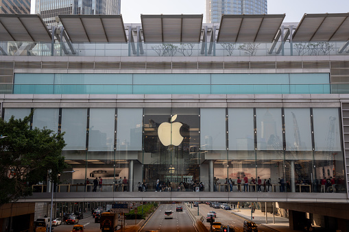 Hong Kong - December 5, 2023 : General view of the Apple store in Central District, Hong Kong.