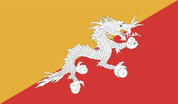 Vector illustration of Bhutan Flag Vector Design Stock Illustration