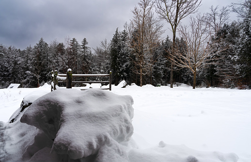 A rustic winter landscape in Vermont