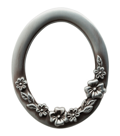 Floral Silver Picture Frame Cut Out oin White.