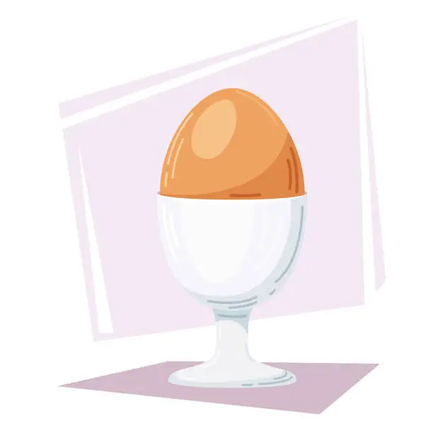 Vector illustration of Vector illustration of a boiled egg in a stand. Food. Breakfast illustration, morning food.