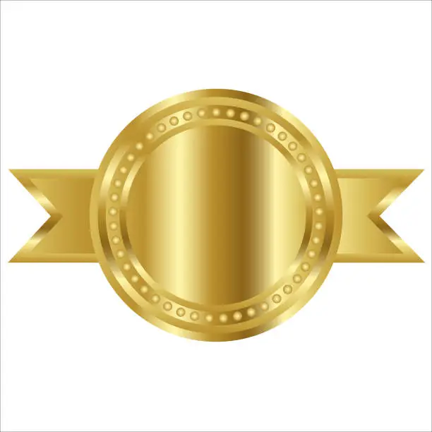 Vector illustration of Gold medal set badge vector the best award