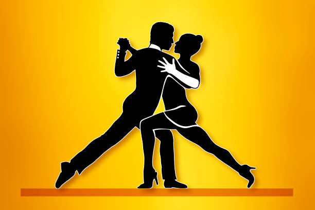 ilustraciones, imágenes clip art, dibujos animados e iconos de stock de pareja bailando tango argentino en la calle ilustración - couple sensuality embracing macho