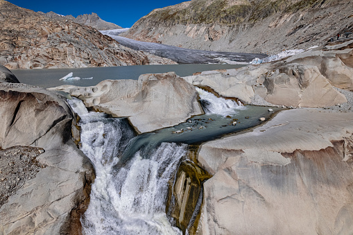 Aerial view of Rhone Glacier, Switzerland