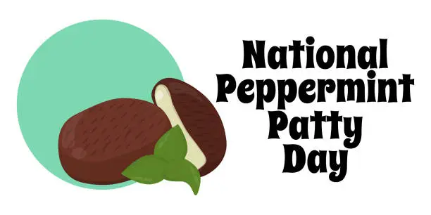 Vector illustration of National Peppermint Patty Day, horizontal poster or banner design about popular food