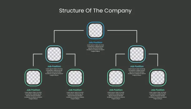 Vector illustration of Corporate organizational structure chart infographic.