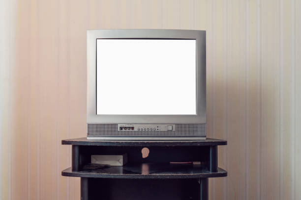 istock Blank white tv screen with mockup space in apartment or hotel 1978042640